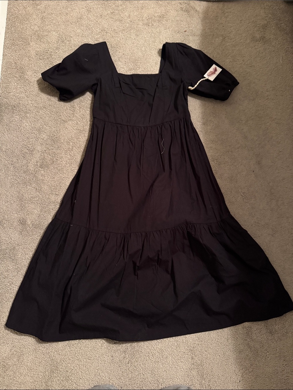 NWT Jessica Simpson Women’s Black Square Neck Tiered Midi Dress